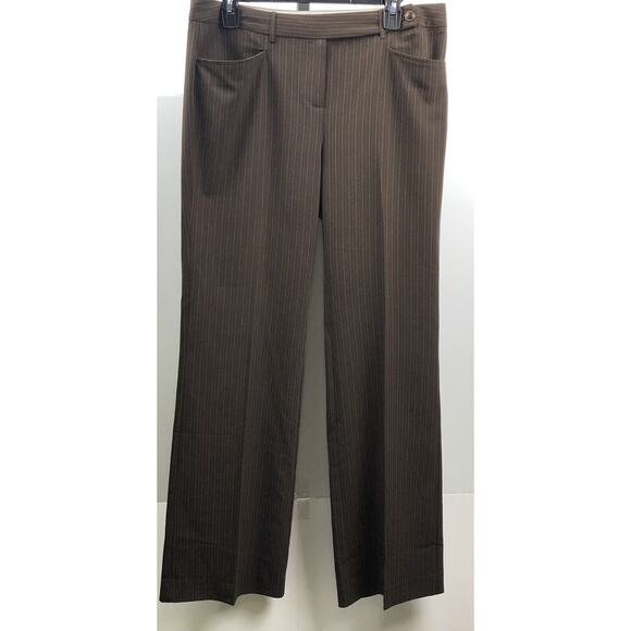 Tapemeasure Dress Pants Women 8 Brown Pinstripe Kellie Stretch Pockets Workwear - Picture 1 of 12